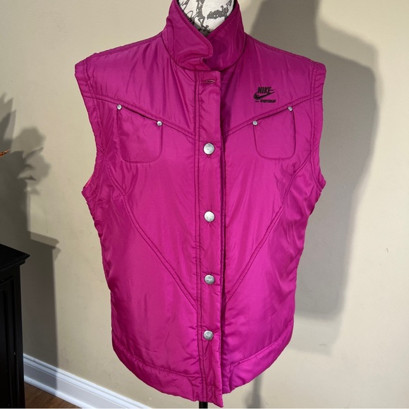 Nike Sportswear Women's Polyester Vest Size Fushia Button-Up XL - Picture 2 of 7